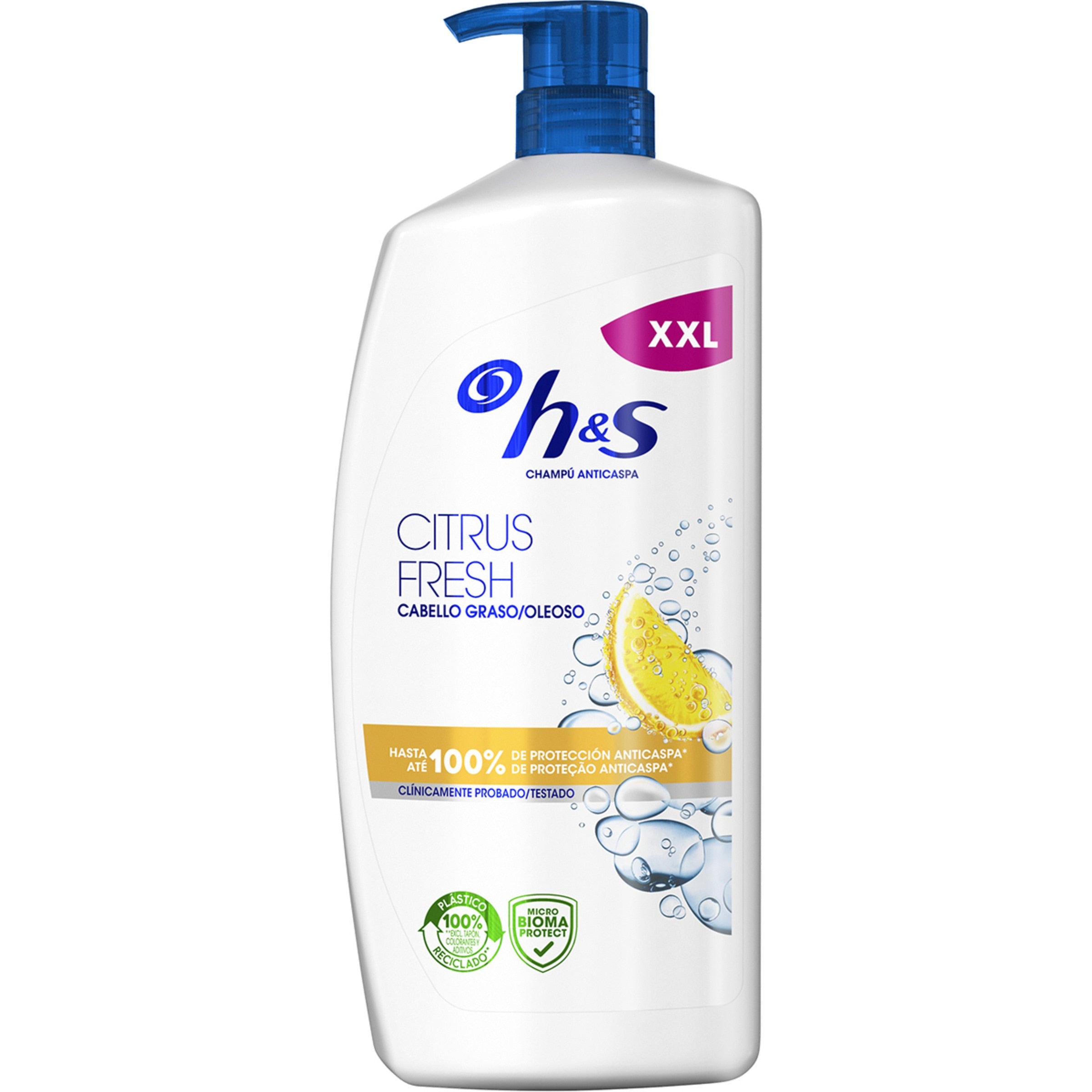 HEAD & SHOULDERS H&S CITRUS FRESH shampoing anti-pelliculaire pour cheveux gras, flacon pompe 1000 ml