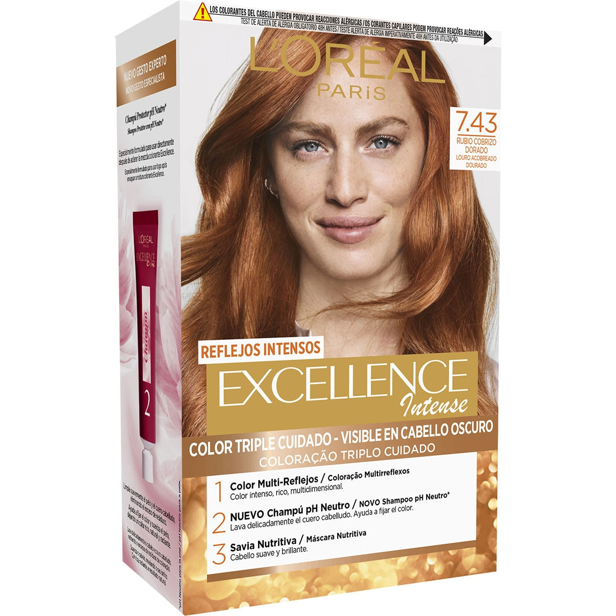 L'ORÉAL PARIS EXCELLENCE INTENSE colore per capelli #7.43 biondo rame dorato 1 pz
