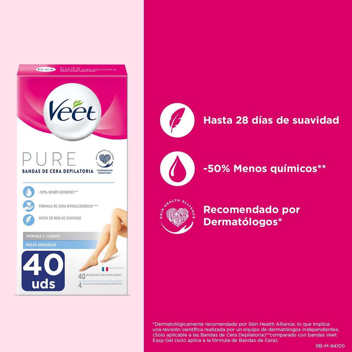 VEET PURE STRISCE DEPILATORIE Pelli sensibili Corpo 40 pz