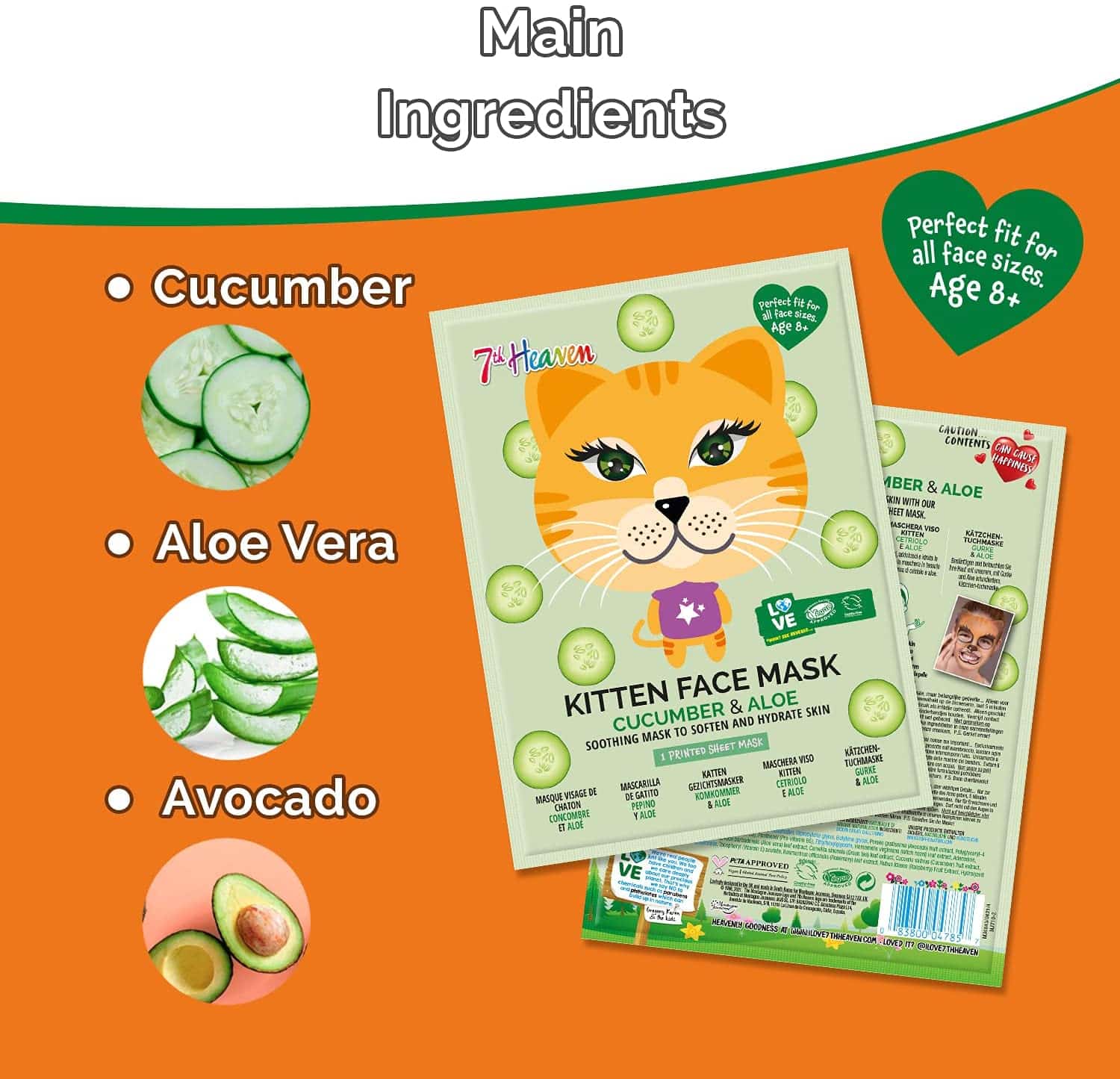 Maschera viso 7TH HEAVEN ANIMAL KITTEN 1 pz