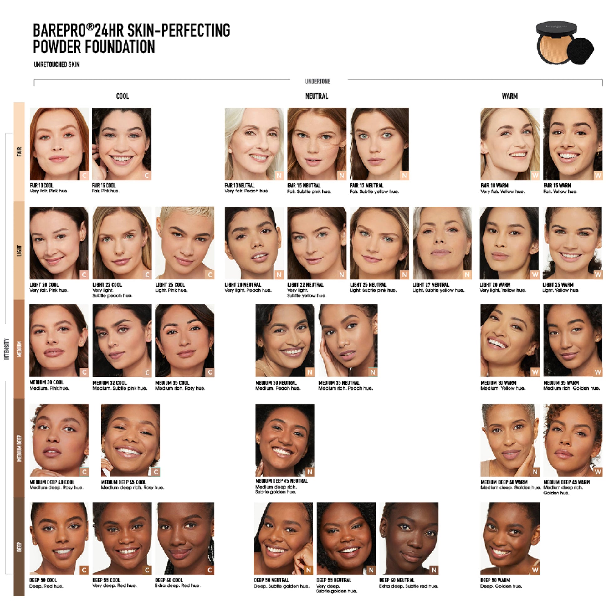 BARE MINERALS BAREPRO 24HR Skin Perfecting Powder Foundation #10 - Fair Neutral 8g