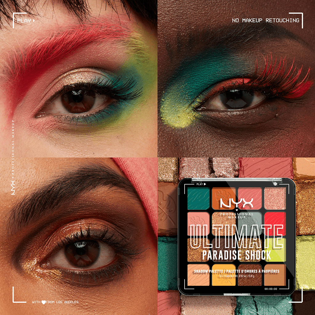 NYX PROFESSIONAL MAKE UP ULTIMATE PARADISE SHOCK palette ombretti 16 x 0,8 gr