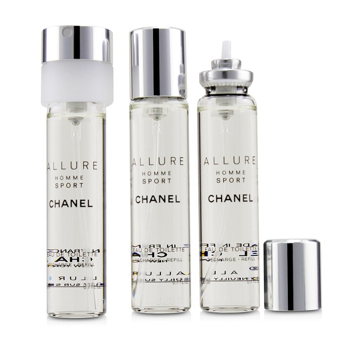 CHANEL ALLURE HOMME SPORT vaporizzatore da viaggio e due ricariche 3 x 20 ml