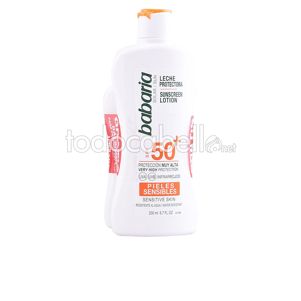 Lait BABARIA SOLAIRE PEAU SENSIBLE SPF50+ set