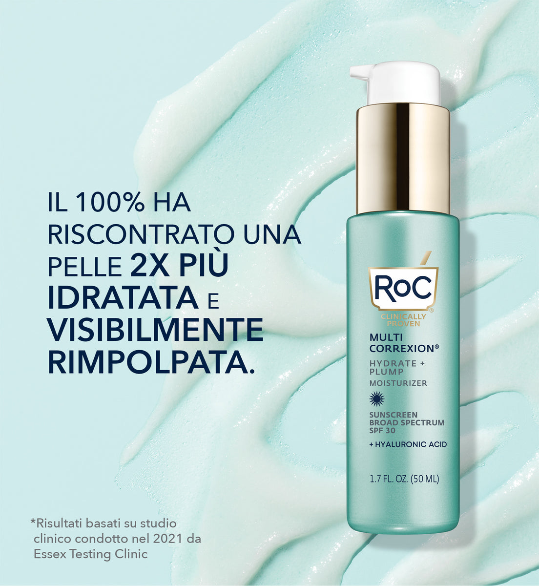 ROC HYDRATE + PLUMP crema hidratante con ácido hialurónico SPF30 50 ml