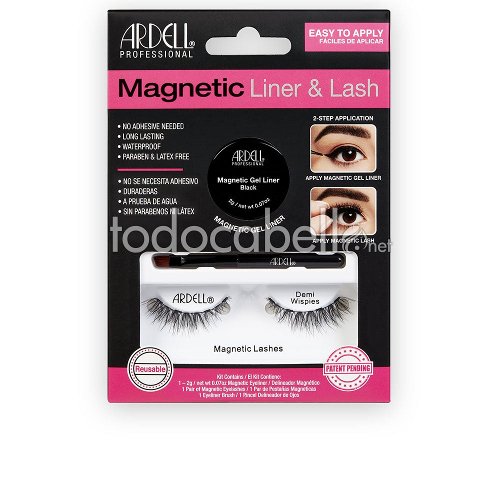 ARDELL MAGNETIC LINER & LASH DEMI WISPIES pestañas + gel liner 3 u