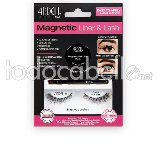 ARDELL MAGNETIC LINER & LASH DEMI WISPIES pestañas + gel liner 3 u