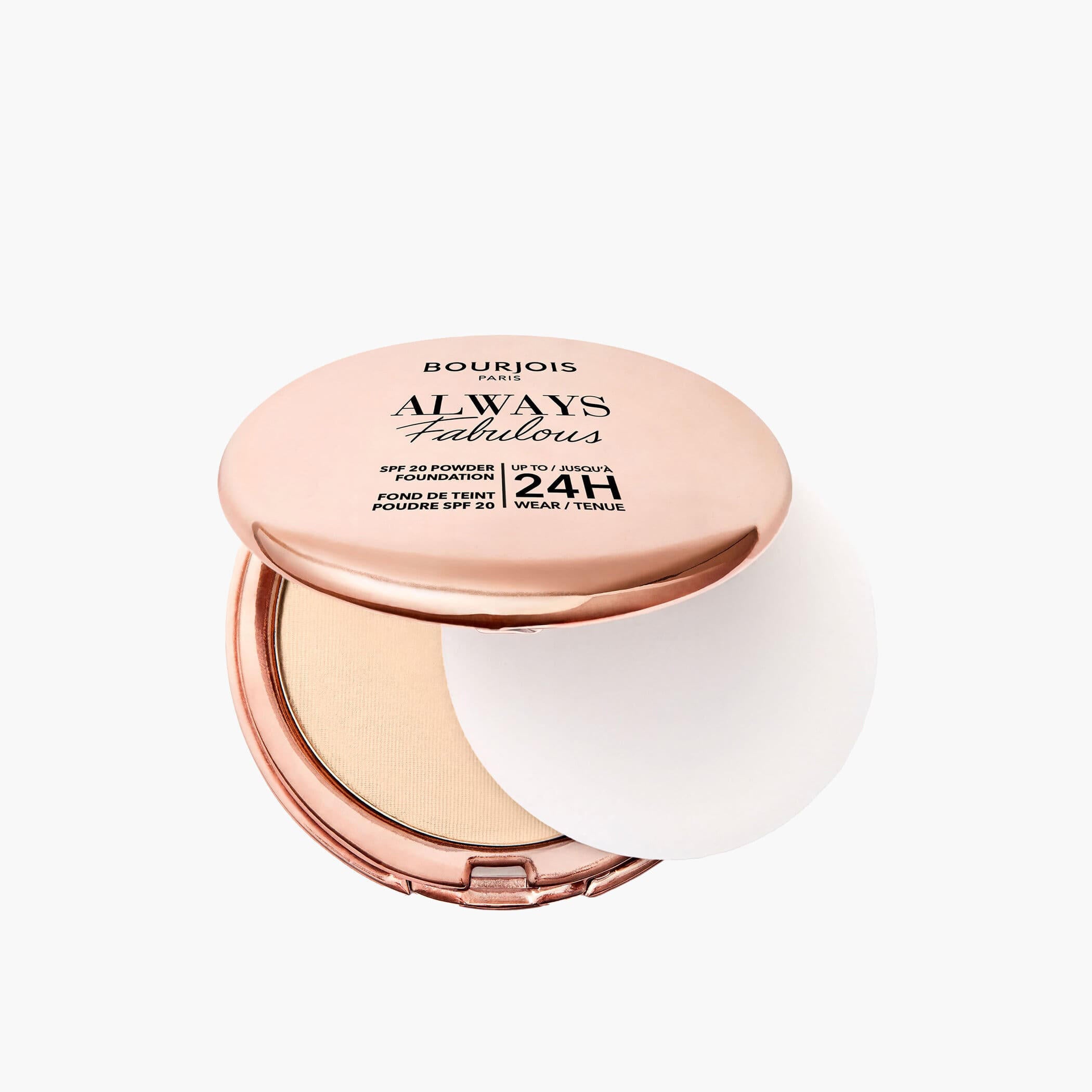 BOURJOIS ALWAYS FABULOUS powder makeup base SPF20 #100-Rose Ivory 7 gr