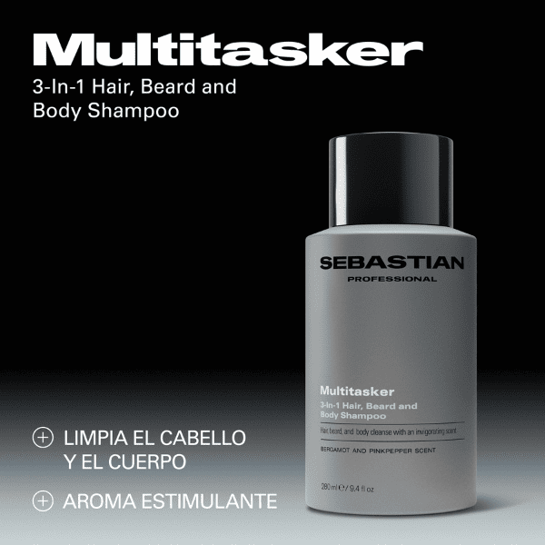 SEBASTIAN PROFESSIONALS MULTITASKER 3-in-1 shampoo for men, hair, beard and body, cleanses and provides freshness, 280 ml