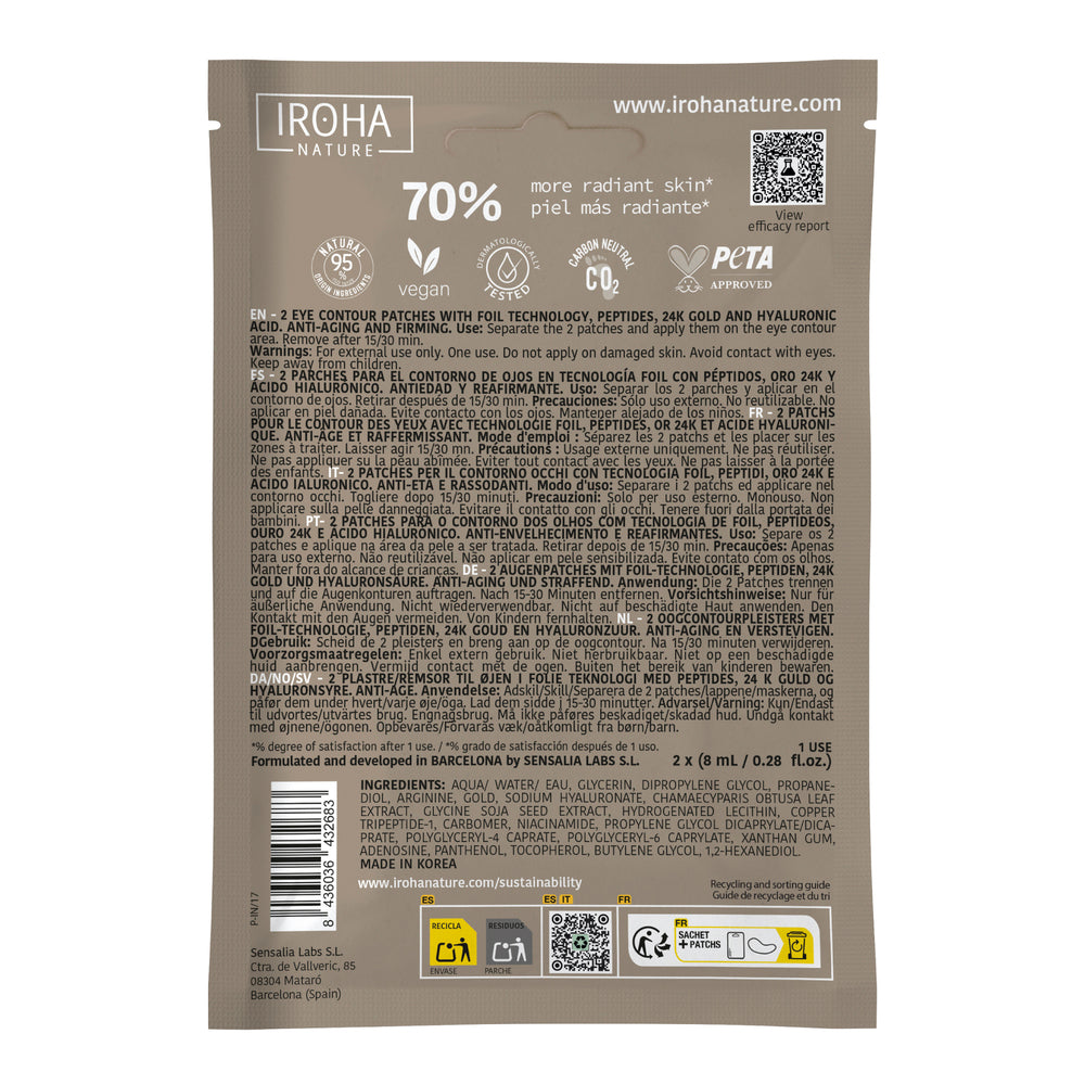 IROHA GOLD Maschera contorno occhi in tessuto extra-rassodante 2 pz