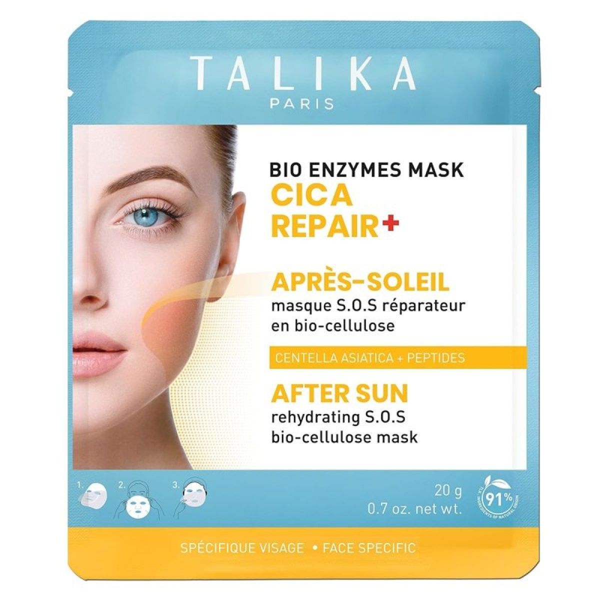 TALIKA BIO ENZYMES MASK CICA REPAIR+ AFTER SUN masque SOS réparateur ultra-apaisant 20 gr