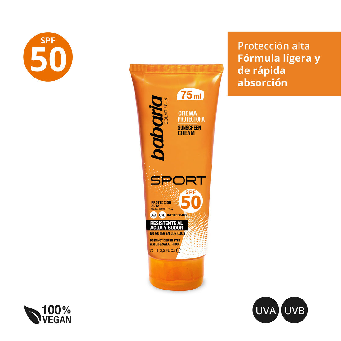 BABARIA SOLAR SPORT crema solare resistente all'acqua SPF50 75 ml