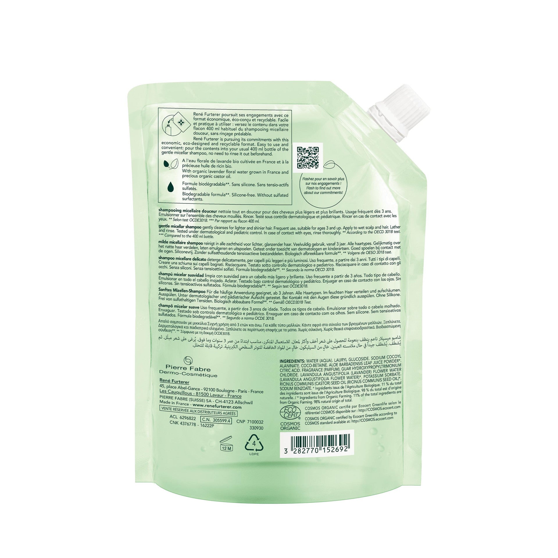 RENE FURTERER NATURIA gentle micellar shampoo eco refill 400 ml