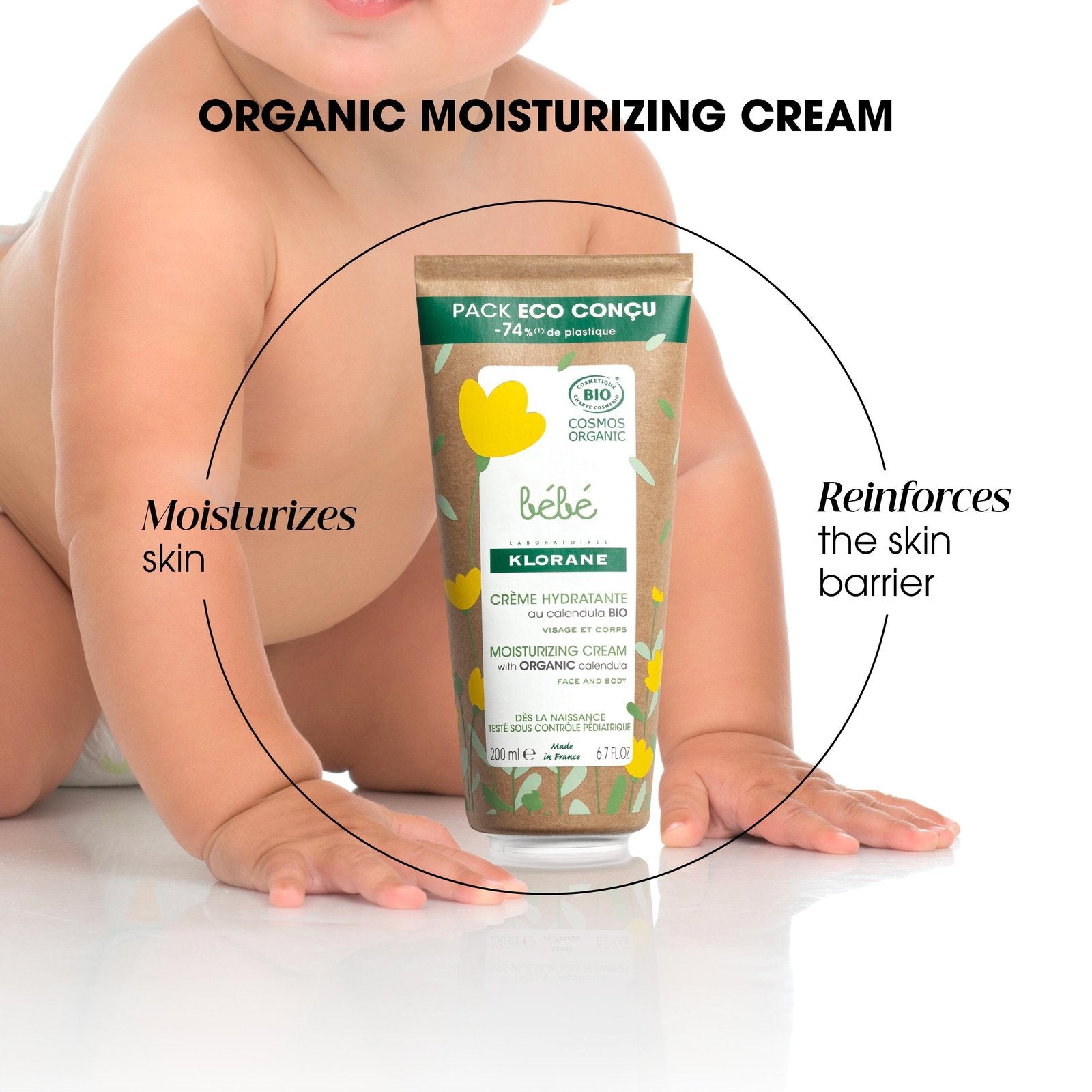 KLORANE BÉBÉ BIO crème hydratante éco-emballage 200 ml