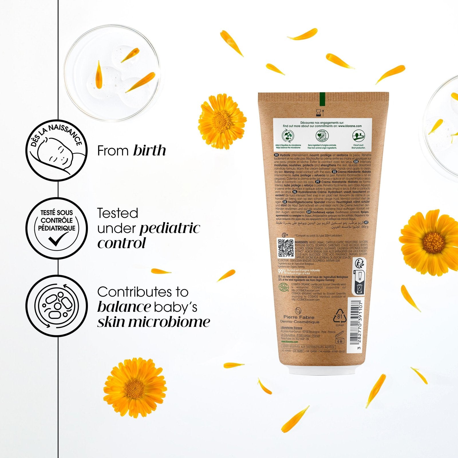 KLORANE BÉBÉ BIO crème hydratante éco-emballage 200 ml