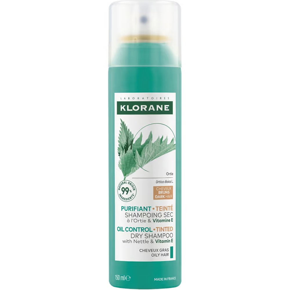 KLORANE ALL'ORTICA shampoo secco sebo-regolatore capelli castani/scuri 150 ml