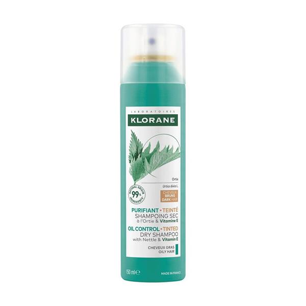 KLORANE ALL'ORTICA shampoo secco sebo-regolatore capelli castani/scuri 150 ml