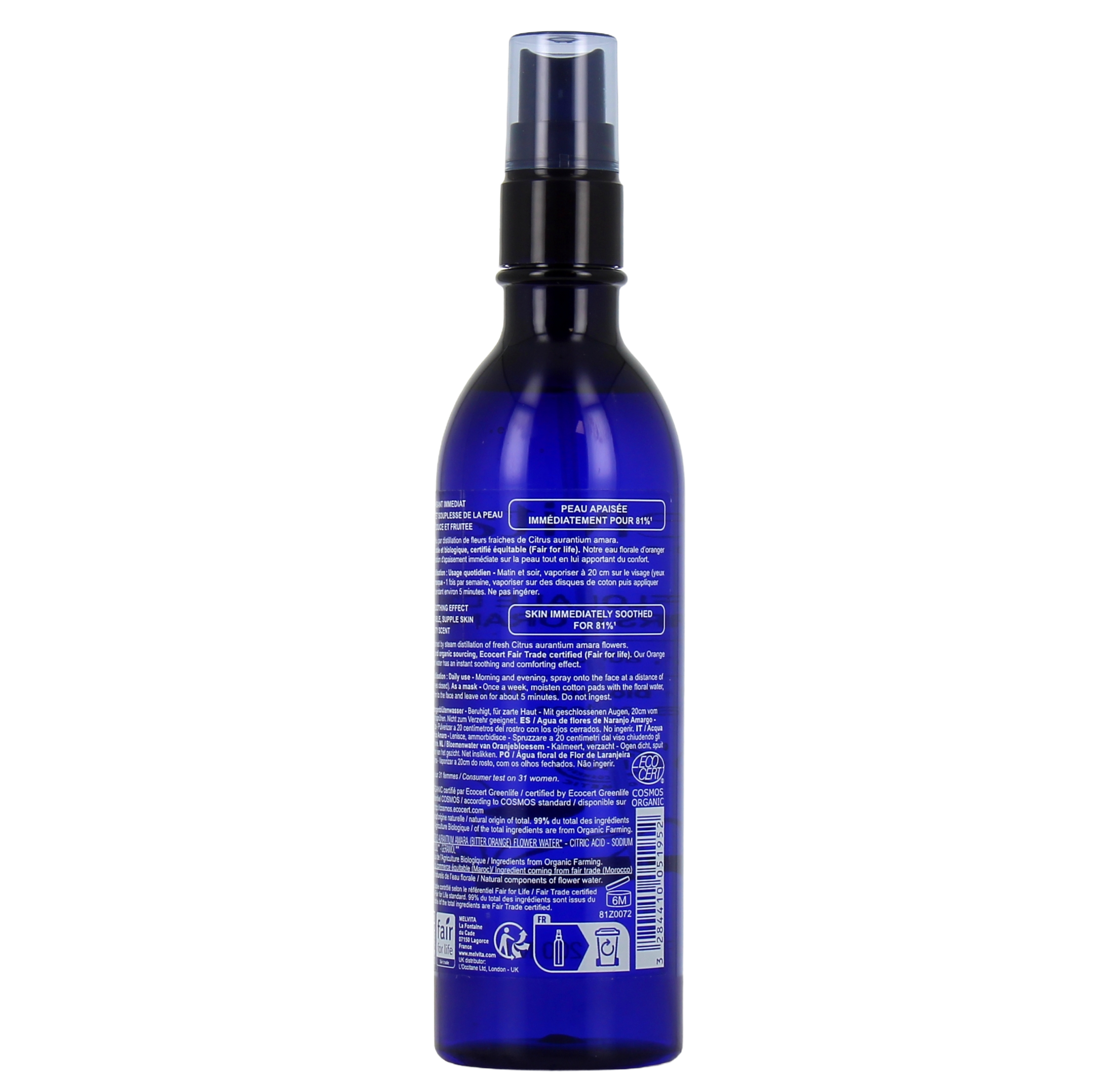 MELVITA EAUX FLORALES eau florale oranger - vaporisateur brume 200 ml