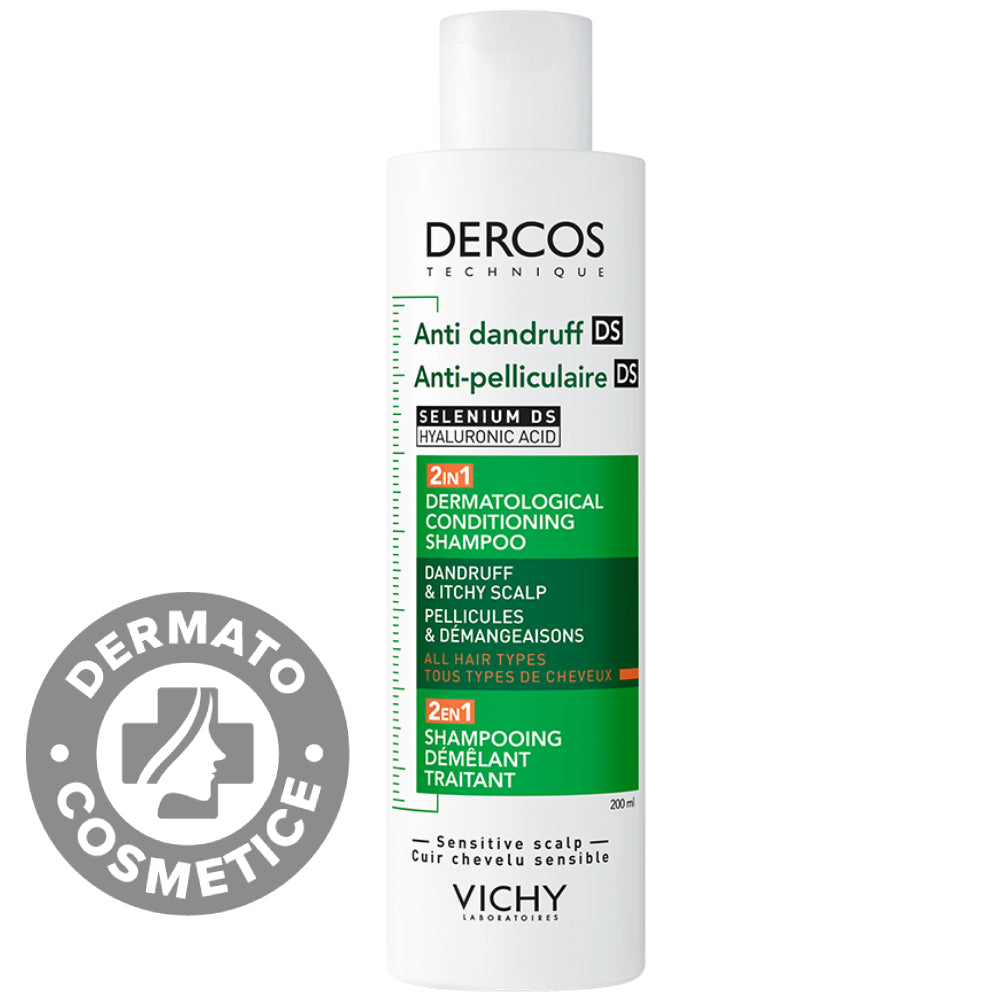 VICHY DERCOS DS Shampooing et après-shampoing anti-pelliculaire 2-en-1 pour tous types de cheveux 390 ml
