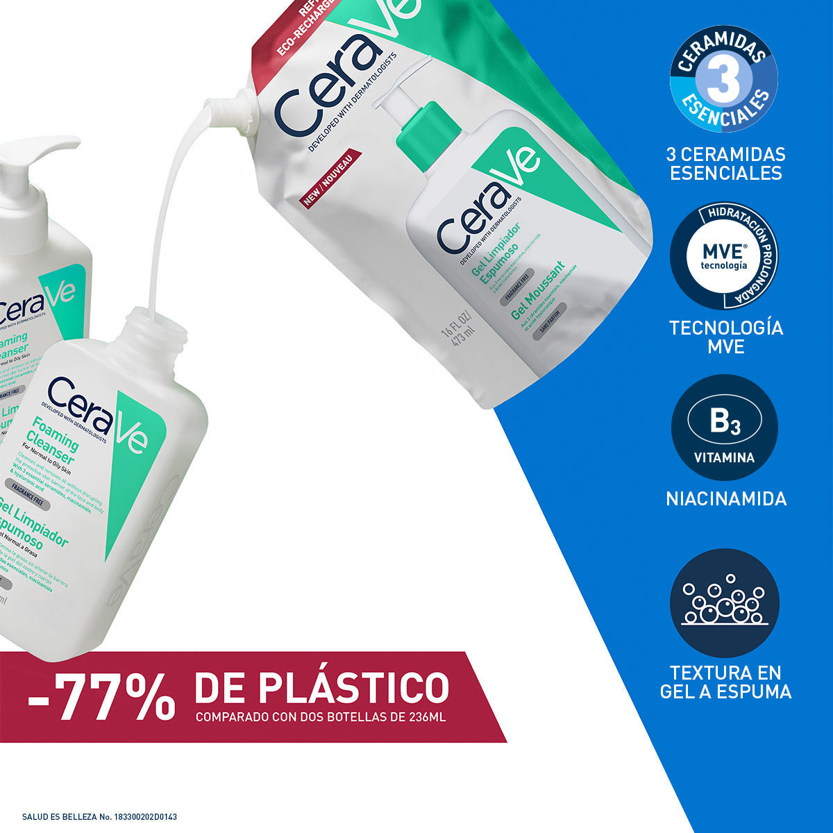 CERAVE Gel Moussant Nettoyant recharge 473 ml