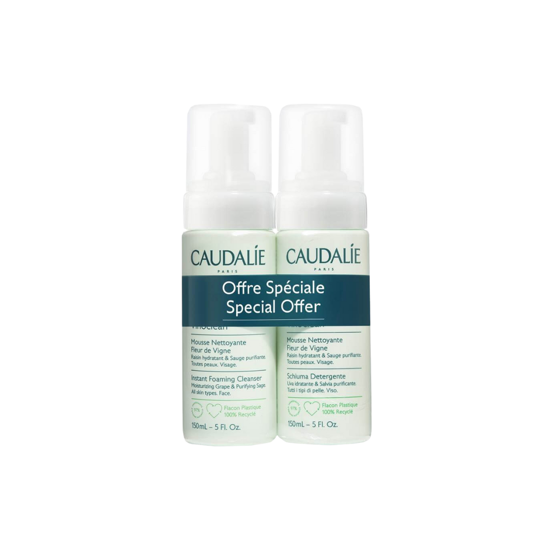 CAUDALIE VINOCLEAN mousse nettoyante lot 2 x 150 ml