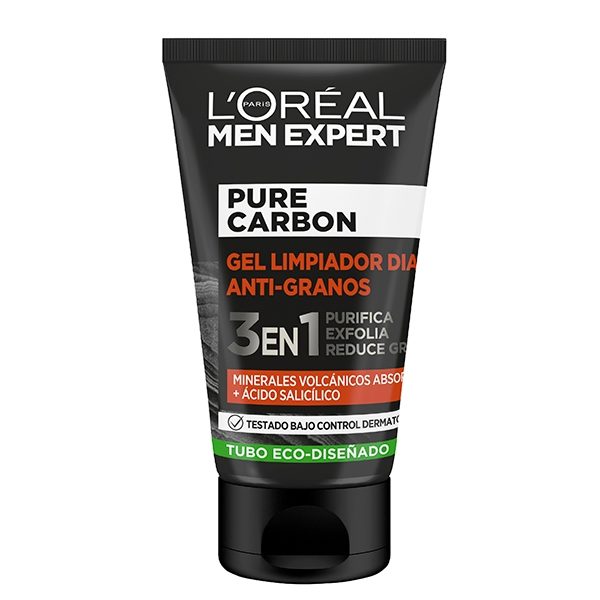 L'ORÉAL PARIS MEN EXPERT gel nettoyant anti-boutons Pure Charcoal 3 en 1 100 ml