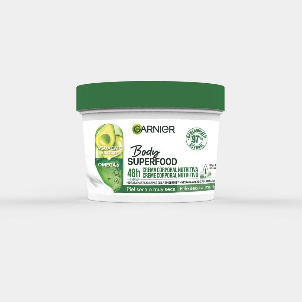 GARNIER BODY SUPERFOOD AVOCAT crème corporelle nourrissante peaux sèches à très sèches 380 ml