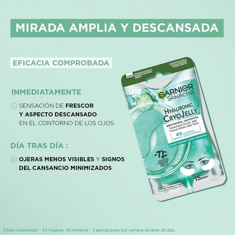 GARNIER SKINACTIVE Masque Anti-fatigue Yeux Effet Glaçon Hyaluronic CryoJelly 5g