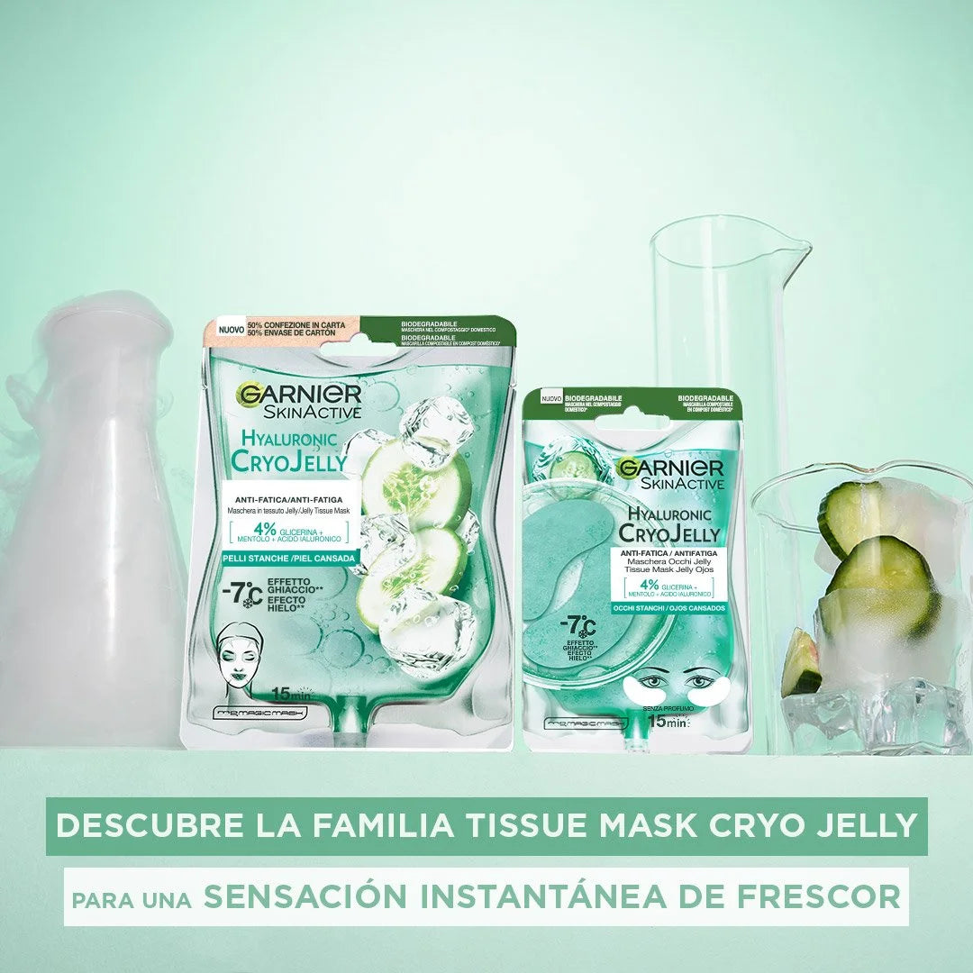 GARNIER SKINACTIVE Maschera Antifatica CryoJelly con Acido Ialuronico, Effetto Ghiaccio, per Pelle Stanca, 5 g