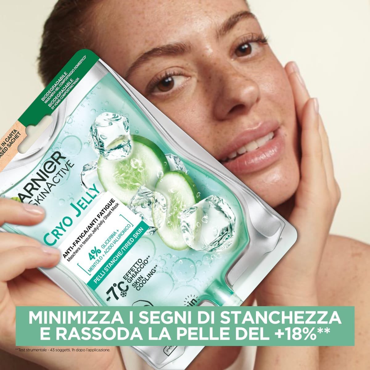 GARNIER SKINACTIVE Maschera Antifatica CryoJelly con Acido Ialuronico, Effetto Ghiaccio, per Pelle Stanca, 5 g