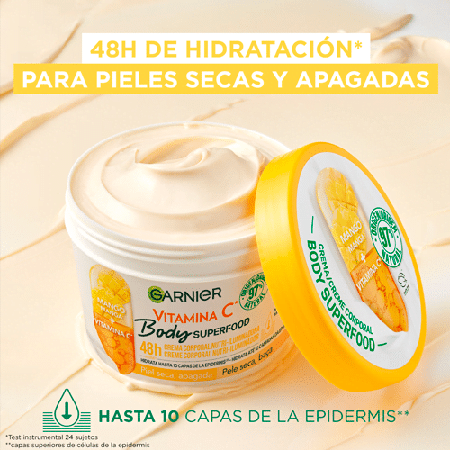 GARNIER BODY SUPERFOOD MANGO crema corpo nutri-illuminante per pelle secca e spenta 380 ml