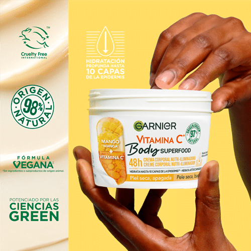 GARNIER BODY SUPERFOOD MANGO crema corpo nutri-illuminante per pelle secca e spenta 380 ml