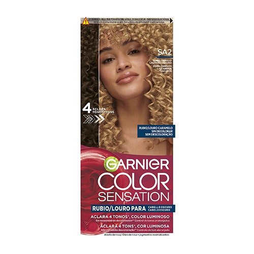 GARNIER COLOR SENSATION Teinture blonde lumineuse sans décoloration pour cheveux foncés #Louro Caramel 5 u