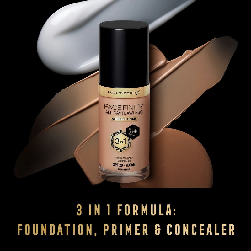 MAX FACTOR FACEFINITY 3IN1 primer, correttore e fondotinta #55-beige 30 ml