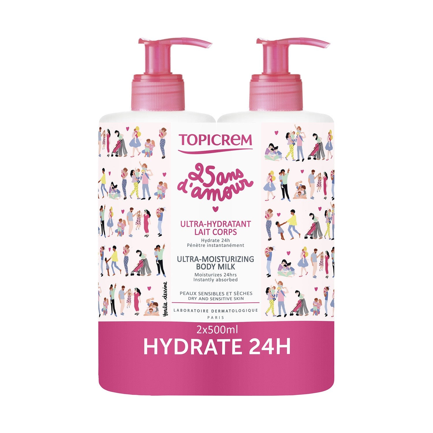 TOPICREM UH Lait corps ultra-hydratant lot 2 x 500 ml