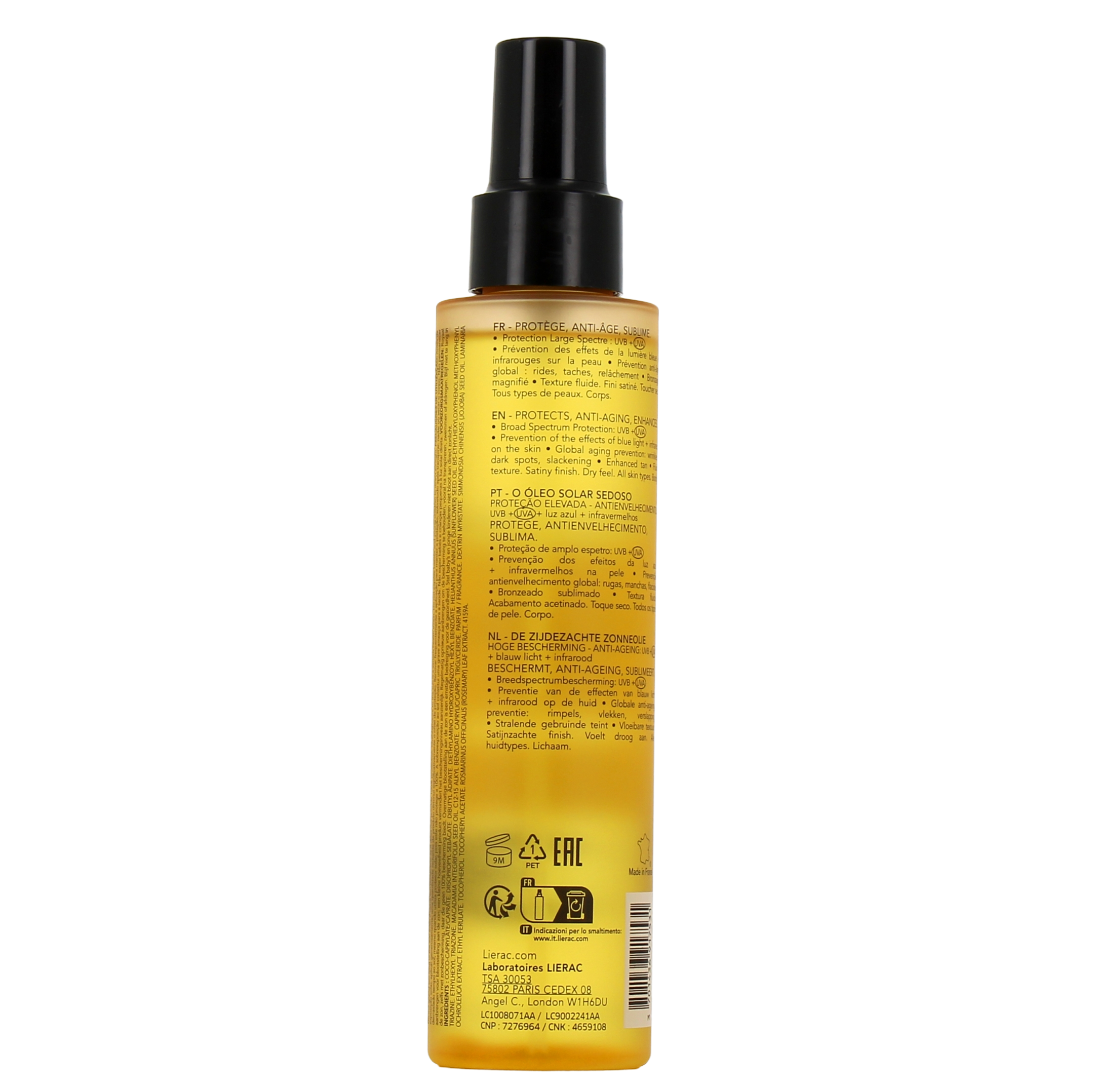 LIERAC SUNISSIME olio setoso protettivo corpo SPF30 150 ml