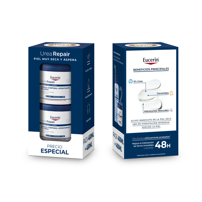 EUCERIN UREAREPAIR crema corporal hidratante 5% urea pack 2 x 450 ml