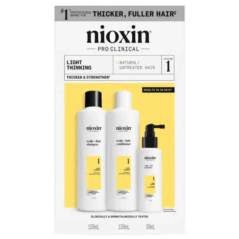 NIOXIN SYSTEM 1 – Kit - Trattamento per capelli naturali con diradamento lieve 3 unità