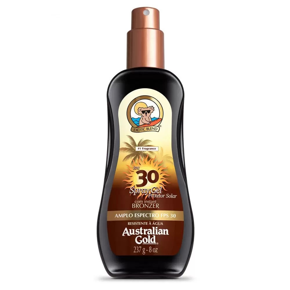 ÉCRAN SOLAIRE AUSTRALIAN GOLD SPF30 gel spray avec autobronzant instantané 237 ml