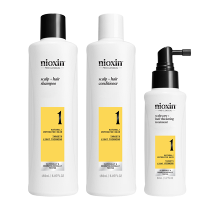 NIOXIN SYSTEM 1 – Kit - Trattamento per capelli naturali con diradamento lieve 3 unità