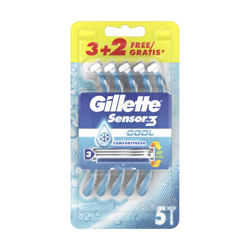 Recharges pour rasoir jetable GILLETTE SENSOR3 COOL, 4 unités