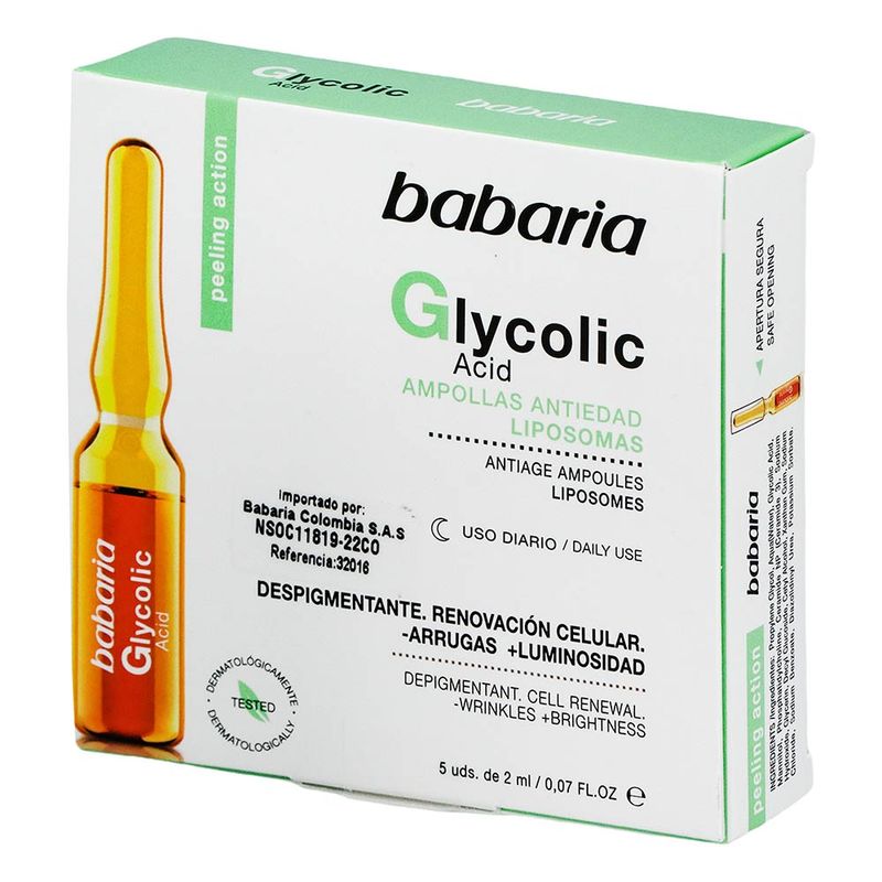 BABARIA ACIDE GLYCOLIQUE ampoules renouvellement cellulaire 5 x 2 ml