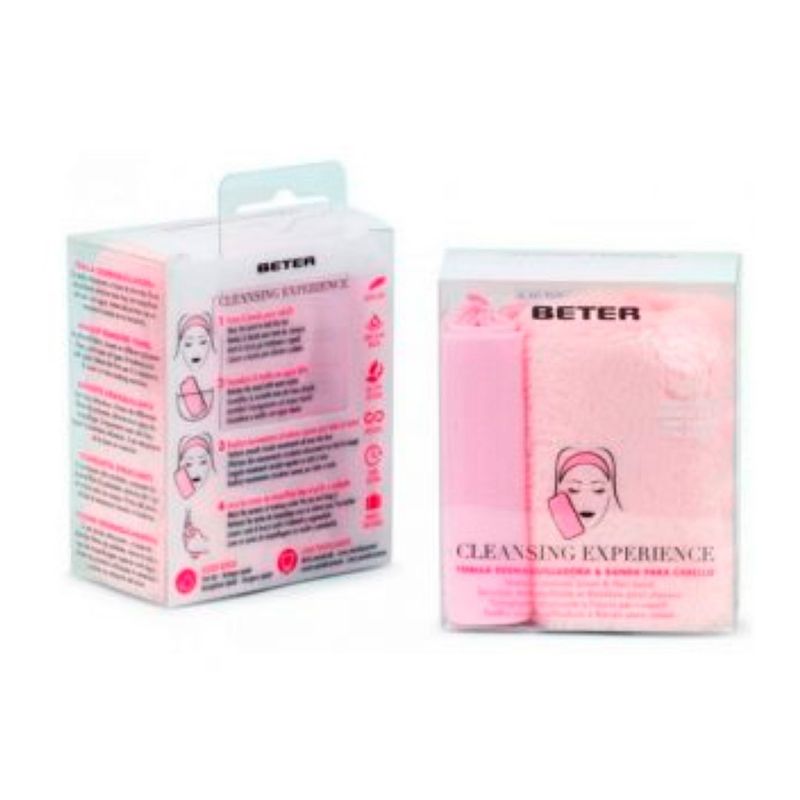 BETER CLEANSING EXPERIENCE toalla desmaquilladora + banda cabello 2 u