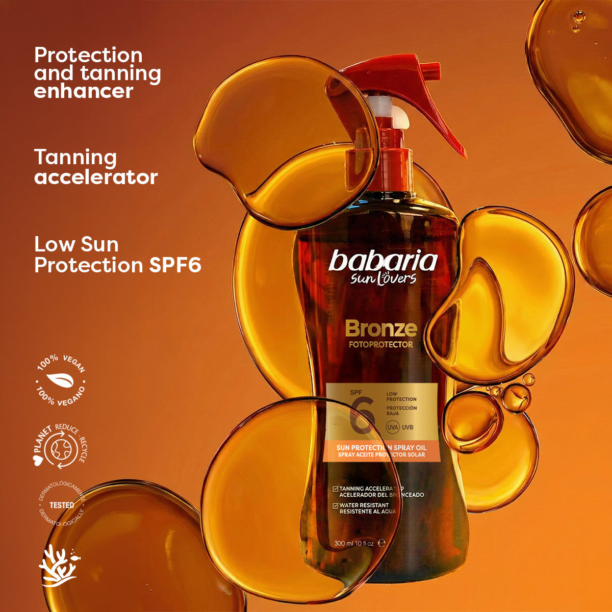 BABARIA SUN LOVERS BRONZE spray aceite protector solar SPF6 300 ml