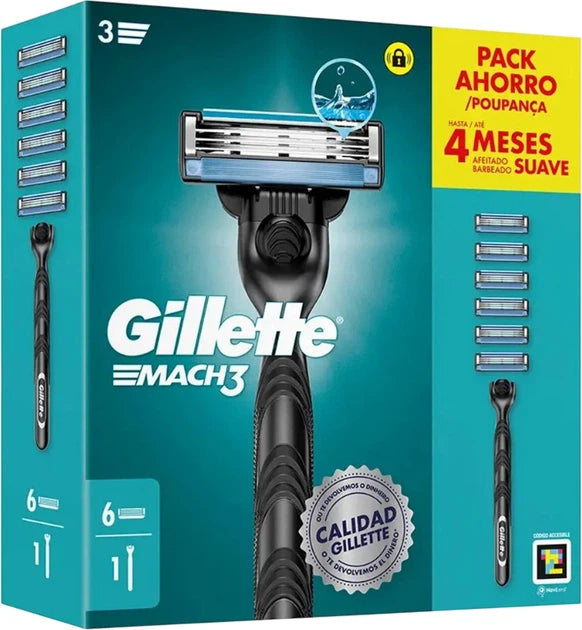 GILLETTE MACH 3 rasoio + 6 ricambi