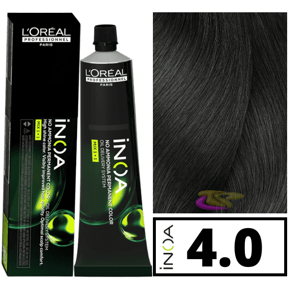 L'ORÉAL PROFESSIONNEL PARIS INOA colorazione permanente senza ammoniaca #4.0 60 gr