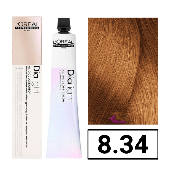 L'ORÉAL PROFESSIONNEL PARIS DIA LIGHT gel-crème acide sans ammoniaque #8,34 50 ml