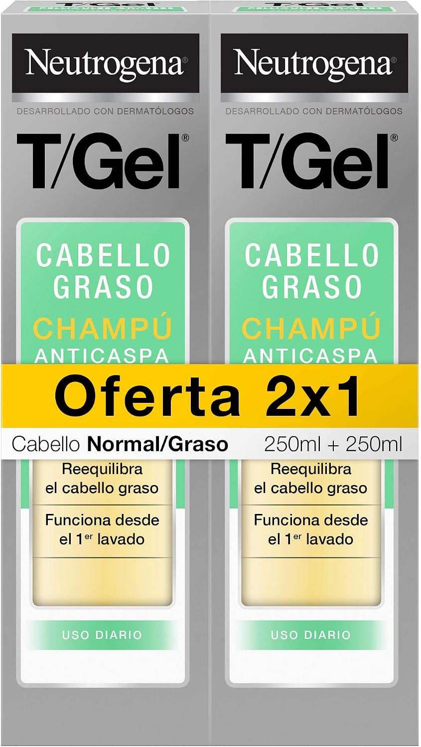 NEUTROGENA T/GEL NORMAL-OILY ANTI-DANDRUFF SHAMPOO PACK 2 x 250 ml