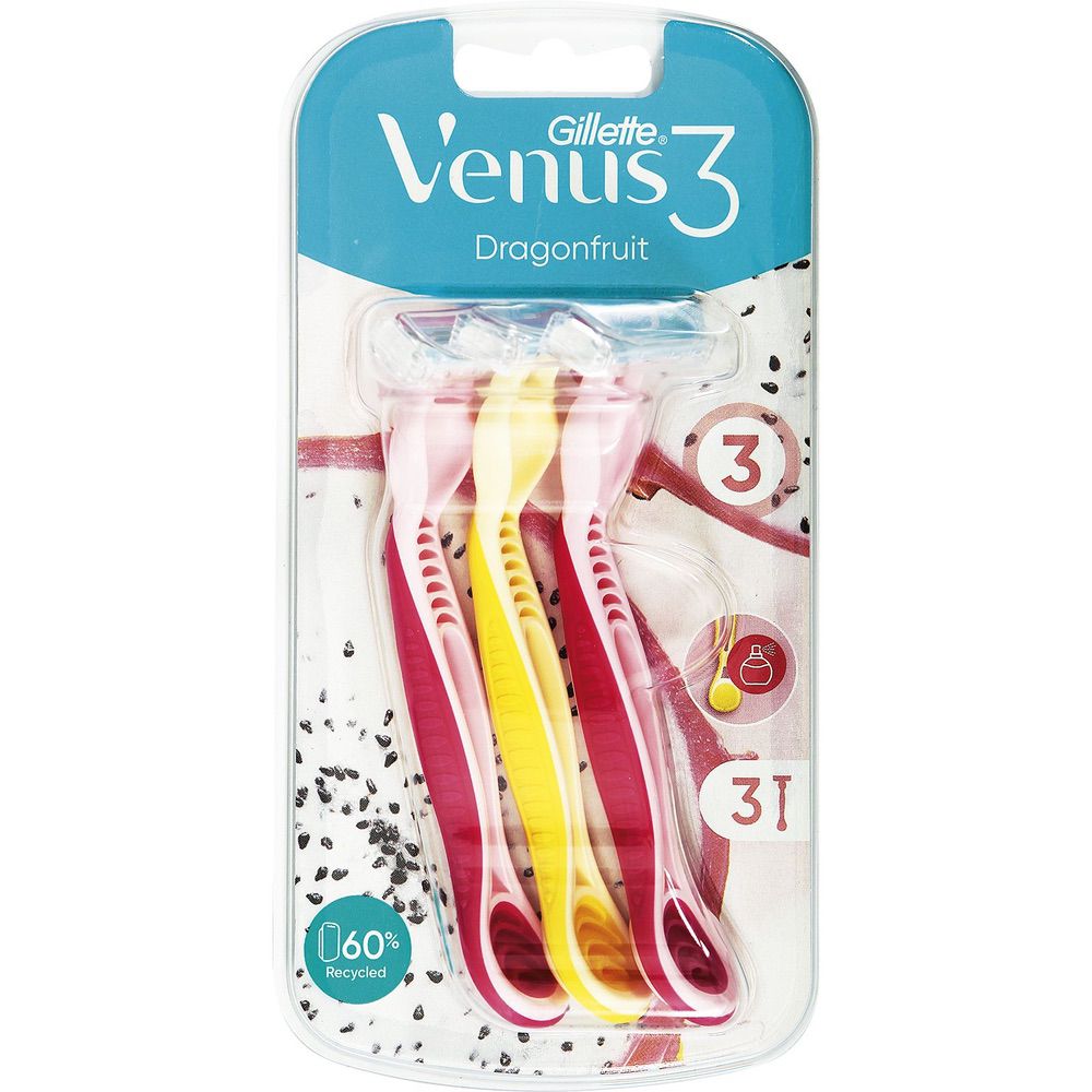 GILLETTE VENUS3 DRAGONFRUIT disposable hair removal blades 3 units