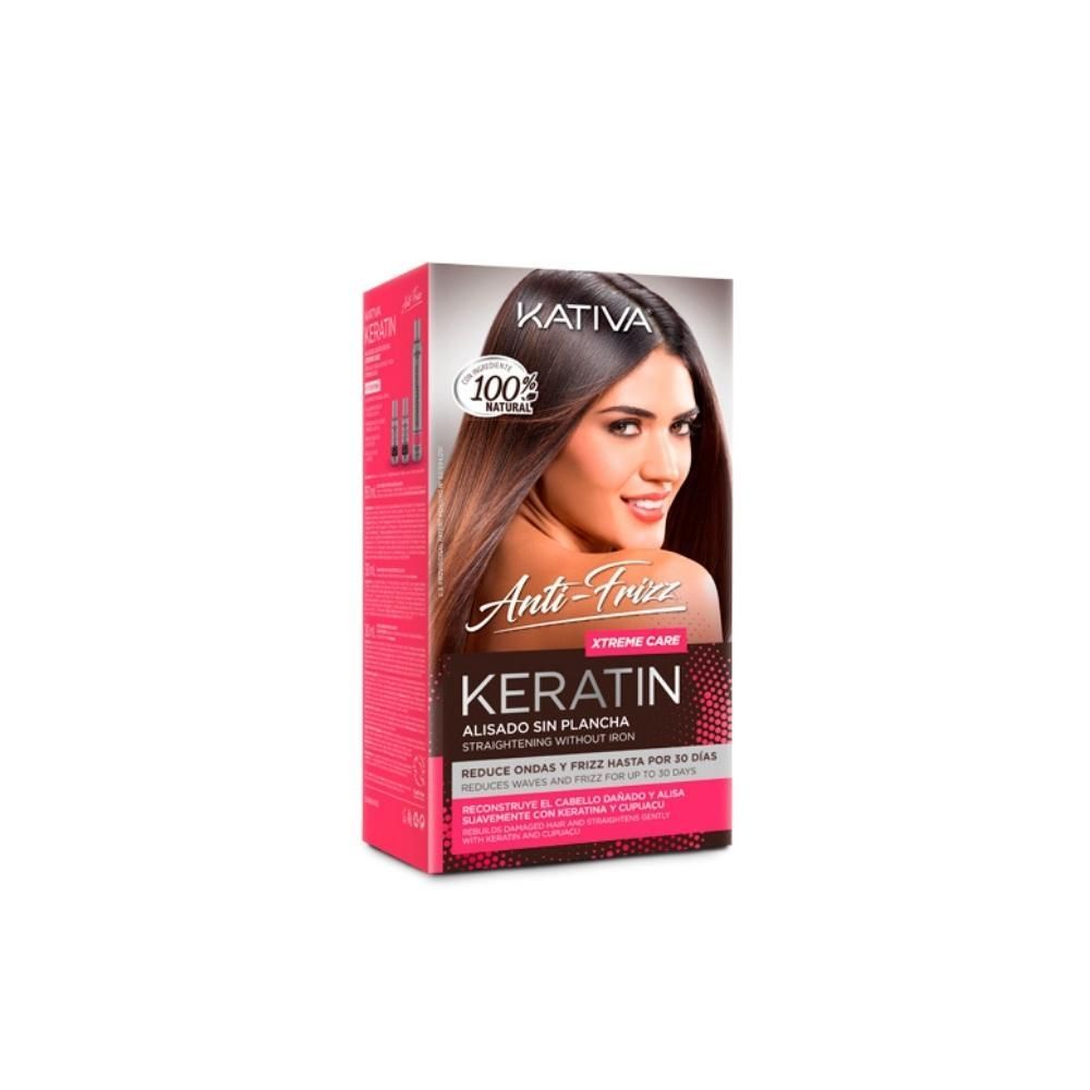 KATIVA KERATIN ANTI-FRIZZ stiratura brasiliana senza piastra xtrem care 30 giorni 3 unità